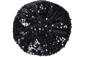 ILUFAM Women Sparkly Sequins Beret Hat Shining Beanie Cap for Dancing Party Night Fancy Dress