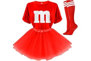 FONYFA Letter M Halloween Costumes Tutu Skirts,Women Team Group T-Shirt,Candy Costume for Halloween Christmas