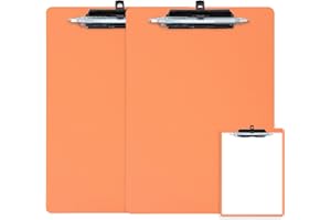 FRETONBA Porte Bloc A4 avec Porte-stylo, 2 Pièces Porte Documents, Planchettes à Pince et Porte-formulaires, Clipboard avec des Crochets Rétractables pour Écoles, Hôpitaux et Bureaux, Orange