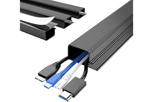 Delamu 4 Pack Cable Management Under Desk, 62.8in J Channel Cable Trunking, Self Adhesive Wire Management Raceway, Cord Cover Cable Hider for Office Home, Black