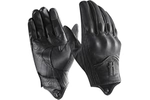 Harssidanzar Guantes de Moto Hombre, Estilo de Invierno, Cuero de Guantes de Montar Touch Screen con Protecciones Profesional En Los Nudillos GM041EU