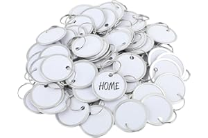 DSLSQD Llaveros con etiquetas, etiquetas de metal redondas de 31 mm identificadores para equipaje, unidad USB, llaves, mascotas, bolsas, percheros y cajones