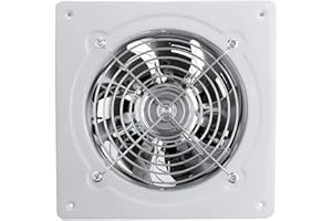 WMLBK Wall Mounted Exhaust Fan, Low Noise Extractor Ventilator Fan, Axial Exhaust Blower Flow Exhaust Attic Ventilation for Home Kitchen Bathroom Garage Warehouse Industrial Restaurant (4 inch White)