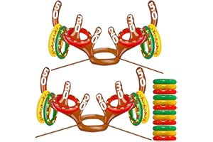 COSORO 14 Aufblasbares Rentierhorn Ringwurfspiel,Ringwurfspiel Kinder Outdoor Ostern Indoor Spiele,Wurfspiel Familie Spiele Gartenspiele Weihnachten Party Requisiten Gastgeschenke Stocking Filler Games