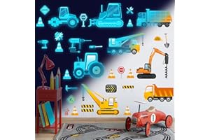 TARKLANDA Transporte Auto Wandsticker Wandtattoo Kinderzimmer Jungen Auto Wandsticker Cartoon Fahrzeuge Leuchtend Wandaufkleber Traktor Bagger Leuchtsticker für Junge Mädchen Schlafzimmer Babyzimmer Wanddeko