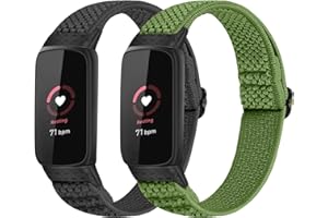 SOiiKE 2 Pièces Bracelet de Remplacement Compatible avec Fitbit Luxe Bracelet, Élastique Bandes de Sport Tissé en Nylon pour Hommes Femmes