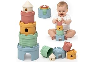 Montessori Baby Stapelbara silikonkuber 3 i 1 - sensorisk pedagogisk leksak 6–12 månader