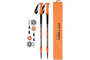 FitTrek Wanderstöcke Trekkingstöcke - Walking Stöcke Teleskop - Nordic Walking Stock Verstellbar Leicht für Damen, Herren und Kinder mit Gummipuffer, Pads und Tasche