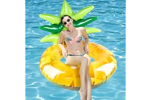 TUTUKYLE Salon Ananas Bouee Piscine Adulte, 120cm Extra Large Bouée Piscine Anneau de Natation, Jouet Piscine Bouée Gonflable, Durable Bouées et Matelas Gonflables, Bouée d'été Eau Jouet Adultes et Enfants