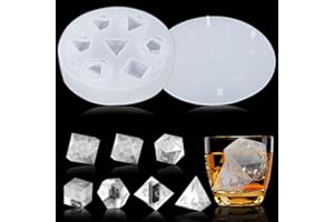 Juome Stampo per cubetti di ghiaccio a forma di dado, per whisky, DND, in silicone, con 7 cavità stereoscopiche standard, accessori DND decorativi, regalo per amanti dei dadi