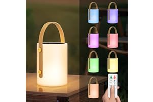 light to hope Lampara Mesa Solar Exterior, Lamparas Inalambricas con Mando a Distancia, Regulable Blanco Cálido y RGB, Lampara Portatil IP44 Para Interior, Exterior, Jardín, Terraza, Camping