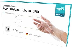 Europapa 100, 200, 300, 450 sztuk w opakowaniu ekonomicznym, CPE przezroczyste rękawiczki jednorazowe w pudełku, rękawiczki jednorazowe, bez lateksu, rękawice gumowe, bez talku, w rozm. S, M, L, XL