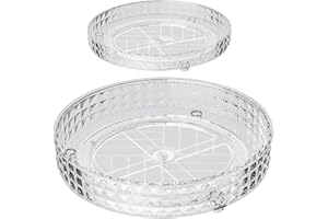 UNAIBBER 2 Stück Drehteller Organizer, 27cm+23,5cm Drehteller Kühlschrank, Lazy Susan Drehbares Gewürzregal 360° Drehbarer Organizer Drehteller Küche für Salz, Gewürzgläser - Diamanttextur Drehplatte