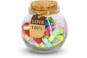 Prounion 50PCS Capsule Letters Message in a Glass Bottles, Love Friendship Capsule Letter Message Pills with Wishing Jar, Cute Pill Note Messages for Boys Girls Friends, Ball Shape