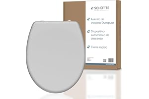 SCHÜTTE Asiento de inodoro gris con descenso automático, tapa de inodoro con cierre rápido para una fácil limpieza, tapa de inodoro termoestable (carga máxima de 150 kg)