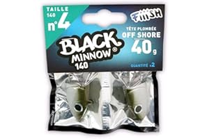 Black Minnow Fiiish Lures Jig Heads BM140 – Plumb Head for Soft Vinyl Lure – Spinning Bass and Other Species – Pack of 2 Heads No. 4