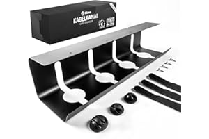 Stilemo Raccogli Cavi Scrivania – Canalina Passacavi sotto Scrivania Cable Management – Organizer Portacavi Ufficio - Nascondi Cavi sotto Tavolo – 1 Scatola Porta Cavi - Verniciatura a Polvere Nero