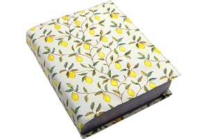 ANVAL Funda para libro, Ajustable - Protección para libros, Impermeable, Adaptable a cualquier grosor, Tapa de libro estampada - 3 tamaños diferentes - Funda libro papel - tela (LIMON2, G)