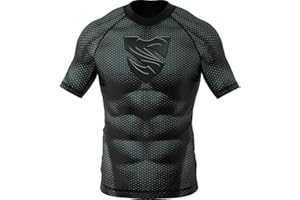 SMMASH Kurzarmes Rashguard für Herren, Funktionsshirt MMA BJJ Kickboxen Thai Box Cross-Training Fitness, Atmungsaktives T-Shirt, Professionelle Sportbekleidung für Männer mit silbernen Ionen-Fasern