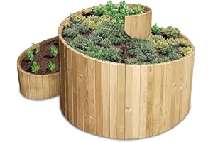 ‎BELLISSA bellissa Kräuterspirale Holz - 95480 - Kräuterschnecke aus Nadelholz - Vormontierter Bausatz inkl. Trennfolie - 120 x 120 x 20/80 cm