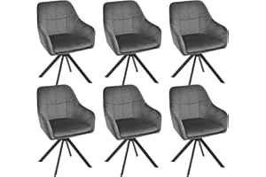 ‎GOEURVANT Goeurvant Esszimmerstühle drehbar 6er Set Grau Armlehnenstuhl Polsterstuhl drehstuhl Esszimmer drehstühle aus Samt Küchenstuhl mit Metallbeine für Wohnzimmer Esszimmer