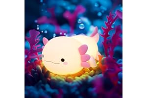 PINLANUO Axolotl Night Light, Axolotls Lamp Gifts for Women, Teen Girls, Baby, Cute Silicone Axolotls Light, Toddler Night light Timing Function, Dimmable, USB Rechargeable Night Light Kids Bedroom Decor