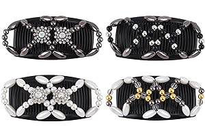 GIEEU Pettine per capelli con perline magiche, 4 fermagli a doppio lato, accessori per capelli elastici resistenti per donne, styling fai da te per tutti i giorni e feste