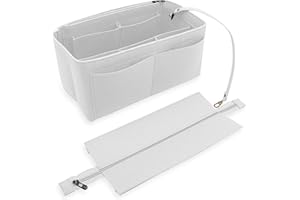 Heavyoff Handtasche Organizer für Frauen, Filz Taschen Innentaschen Multi-Taschen Einkaufstasche mit Schlüsselkette Weiss, L
