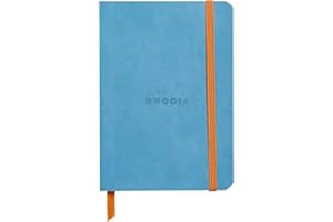 RHODIA 117307C - Soft Turquoise Notebook - A6 - Lined - 144 pages - Clairefontaine Ivory Paper 90 g/m - Bookmark, Elastic Closure - Faux Leather Cover - Rhodiarama Collection