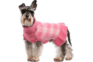 IECOii Dog Jumper Knitted Dog Jumpers for Puppy Small Medium Dogs Girl,Warm Dog Jumper Dress Turtleneck Christmas Plaid Small Dog Sweater,Fall Winter Dog Clothes for Chihuahua Dachshund French Bulldog