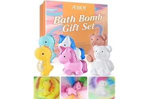 PERJOY Bombe da bagno per bambini, 6 bombe da bagno a bolle d'aria Burro di karité Spa idratare i bambini Bombe da bagno per ragazze ragazzo, Compleanni Natale San Valentino Regali per bambini Lui