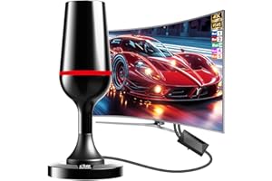 QGCLEARSO 2025 Antena TV Interior,Antena de televisión Inteligente 420KM en recepción 360° Base magnética Resistente para, fácil instalación,admite Canales 4K/1080P, Puede Recibir señales DVB-T2 DVB-T