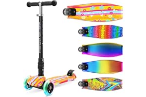 BOLDCUBE Big Fold | Trottinette 3 Roues Enfants 5-10 Ans | Roues Lumineuses | Pliable | Hauteur Ajustable 65 à 89 cm