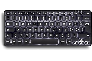 Perixx PERIBOARD-732B Mini tastiera retroilluminata wireless - Batteria ricaricabile - Tasti a forbice tipo X - Retroilluminazione bianca - Layout Italiano