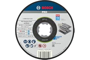Bosch Accessories Disque à Tronçonner à Surface Plate -10 pièces Standard for Inox (pour l'inox, X-LOCK, Ø 125 mm, Alésage : 22,23 mm, Épaisseur : 1 mm)