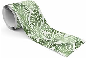 Muralo - Selbstklebende Bordüre - Tapetenbordüre Wandbördure - Dekorative Wandtatto für Wände, Möbel, Decken, Tapeten, Wandverkleidungen, Türen - Grüne Blätter der Monstera - Br.10cm x Hö.300cm