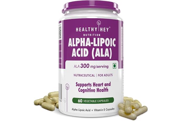 HealthyHey Nutrition Alpha Lipoic Acid - ALA-60 Veg. Capsules - Gluten Free & Non-GMO