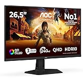 شاشة AOC Q27G41ZDF WQHD مقاس 26.5 بوصة بتردد 240 هرتز، لوحة QD-OLED، 0.03 مللي ثانية GtG، مزامنة تكيفية، HDR10، متوافقة مع G-Sync، (2560x1440 HD