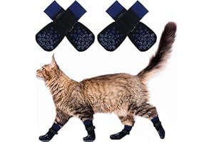 PUMYPOREITY 2Paires Chaussettes Noël pour Chats, Protection Coussinet Chien Protection de Pattes Antidérapante Blessé Chaussures Hiver Chiens âgés(Bleu, XS)