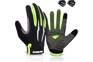 Grebarley Guanti MTB, Guanti Ciclismo Guanti Bici MTB antiscivolo e antiurto Guanti Bicicletta Touchscreen Guanti Ciclista Traspiranti a dita intere con Gel adatti per Uomini Donne
