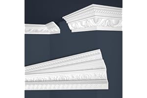 MARBET DESIGN Marbet soffitto modanature bianco pacchetto risparmio di styrofoam EPS - stucco modanature fantasia, nel design tradizionale - (48 metri B-24) modanature decorative modanature angolari