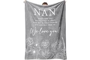 Afterprints Gifts for Nan, Flannel Blanket Nan Gifts from Grandchildren, Mothers Birthday Day Gifts for Nan, Nanny, Nana, Grandma, Nan Christmas Birthday Gifts, 50x60in (Gray)