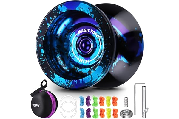 MAGICYOYO N11 Yo-Yo Professionnel Non réactif, YoYo en métal allié pour Les débutants + roulement Plat + Arbre + Outil de démontage de roulement + Sac de Stockage Yo-Yo + 12 Cordes
