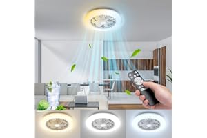 ‎AIGOSTAR Aigostar Quiet Ceiling Fan with Lighting, Φ 49 x 14 cm, with Remote Control, DC Motor, Timer, Memory Function, Suitable for Kitchen, Bedroom and Living Room, White