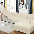 Copridivano Elasticizzato Per Chaise Longue GAMUKAI | Senza Braccioli, Antiscivolo, Jacquard Avorio