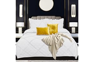 Rugs Inn Ruffle Quilted Bedspread - 3Pcs Bed Throws for Room Decor Embossed Striped Pattern Reversible Quilt Bedspreads Coverlets with 2 Pillow Shams (Double, White)