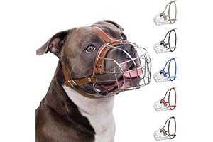 BronzeDog Maulkorb für Hunde aus Metall – Amstaff Drahtkorb mit verstellbaren Lederriemen für große Hunde