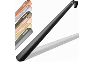 JK Trade® Calzascarpe in acciaio inox resistente, lunghezza e larghezza ottimizzate, da 42 cm, per scarpe in acciaio inox, lungo da appoggiare, in modo rapido e delicato sulla schiena