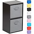 Hartleys 2 Tier Black Cube Unit - Grey Storage Boxes