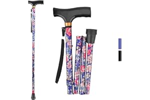 ALOCH Walking Stick – Adjustable Folding Walking Sticks for Women & Men with Rubber Ends, Lightweight Collapsible Cane – Foldable Travel Walking Aid